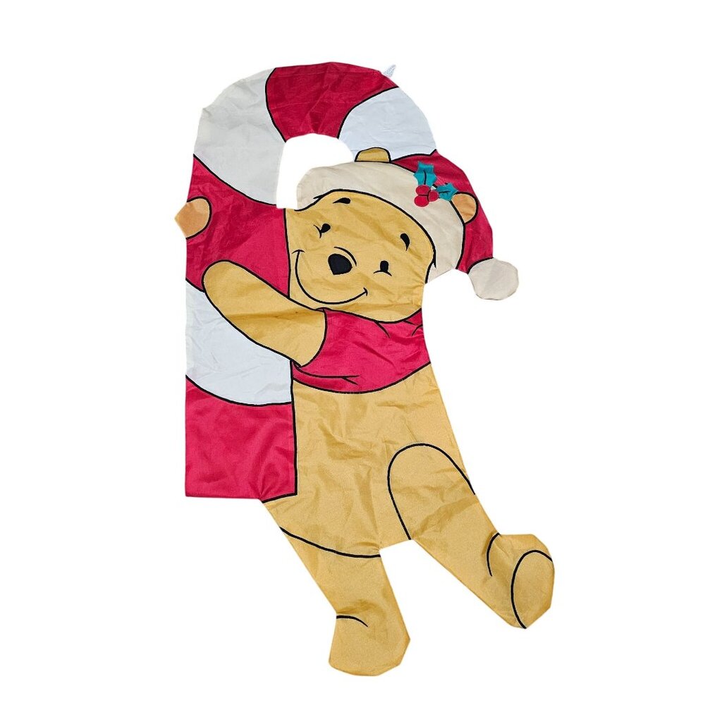 Christmas Winnie the Pooh with Candy Cane Yard Flag Banner 1997 Vintage Holiday